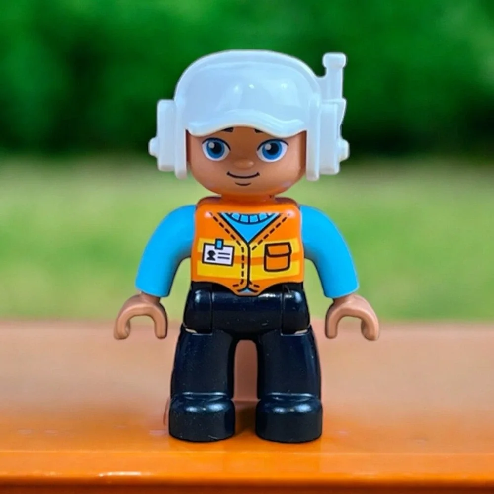Lego Duplo Construction Man Worker Orange Vest 2.5
